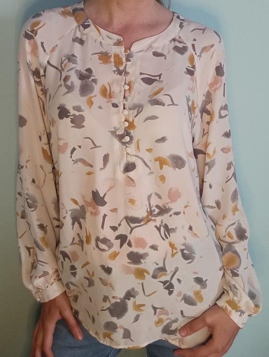 Cynthia Rowley Tops - Cynthia Rowley Cream Floral Print Long Sleeve Blouse S